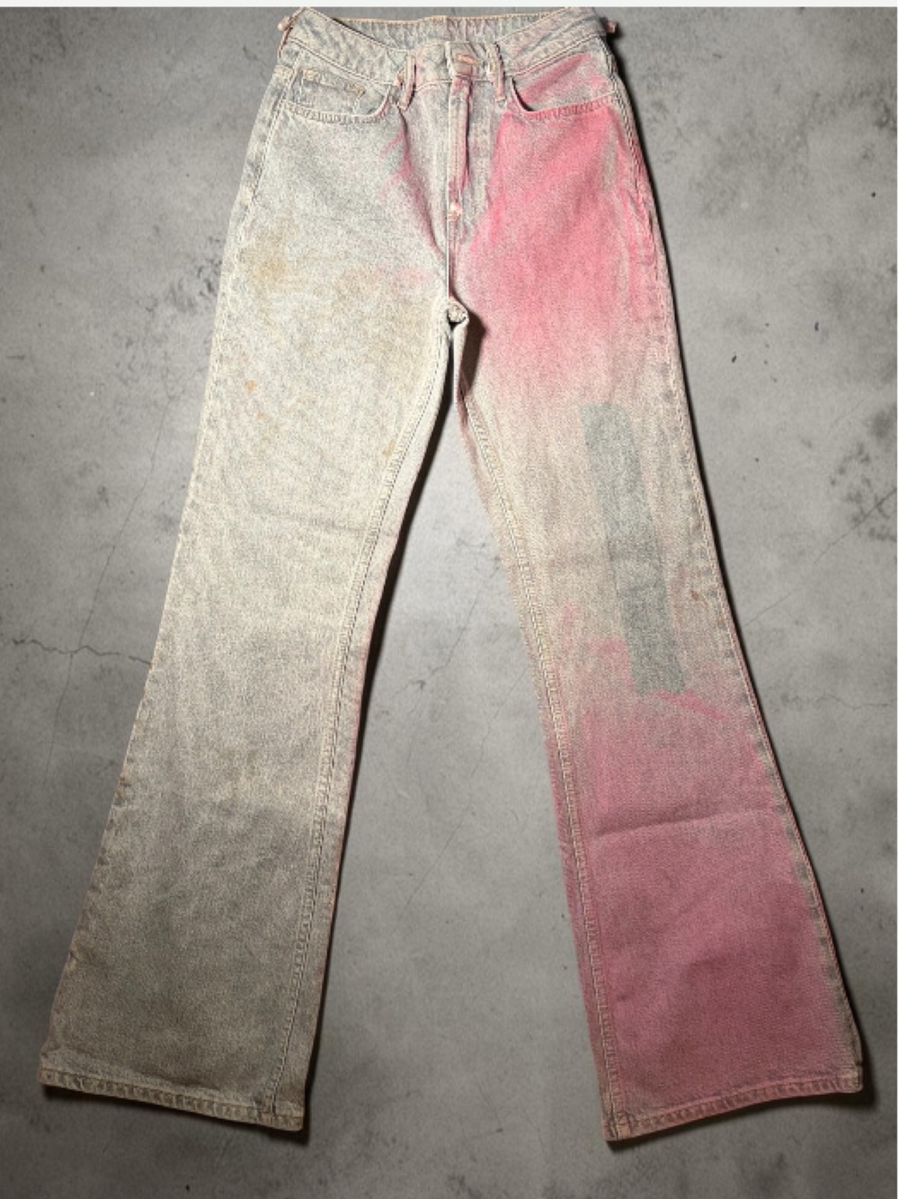 Denim Collective Pink Acid Wash Wide Leg Jeans Y2K Grunge Size 26